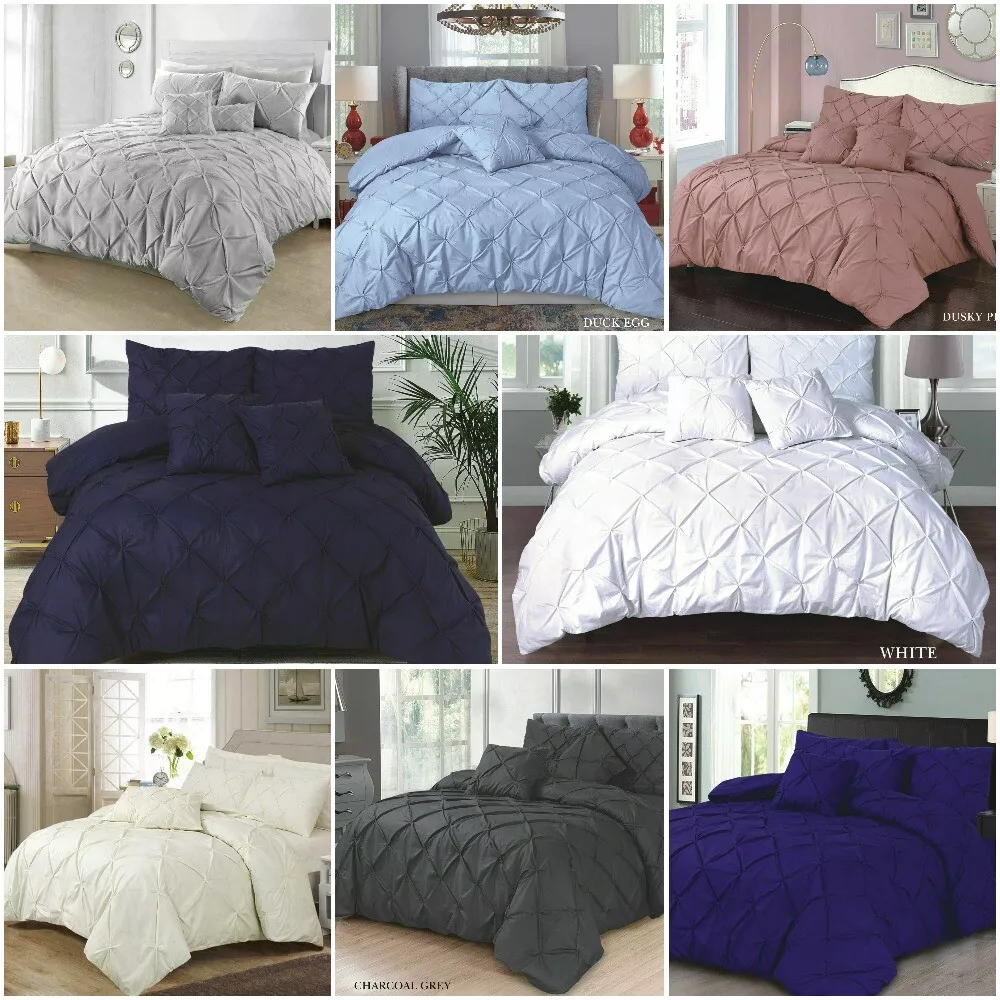Pintuck Pinch Pleated Duvet Cover Set Bedding **Sh